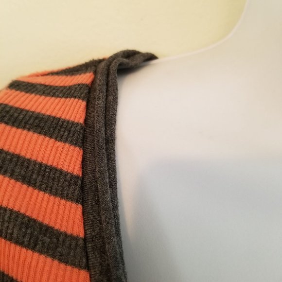 Saturday Sunday Anthropologie M Gray Striped Knit Dress Pockets - Picture 7 of 8